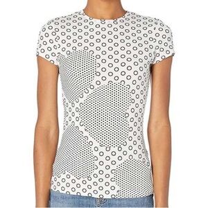 Ted Baker Heart Short Sleeve T-shirt 4/6 White Black Stretch Casual